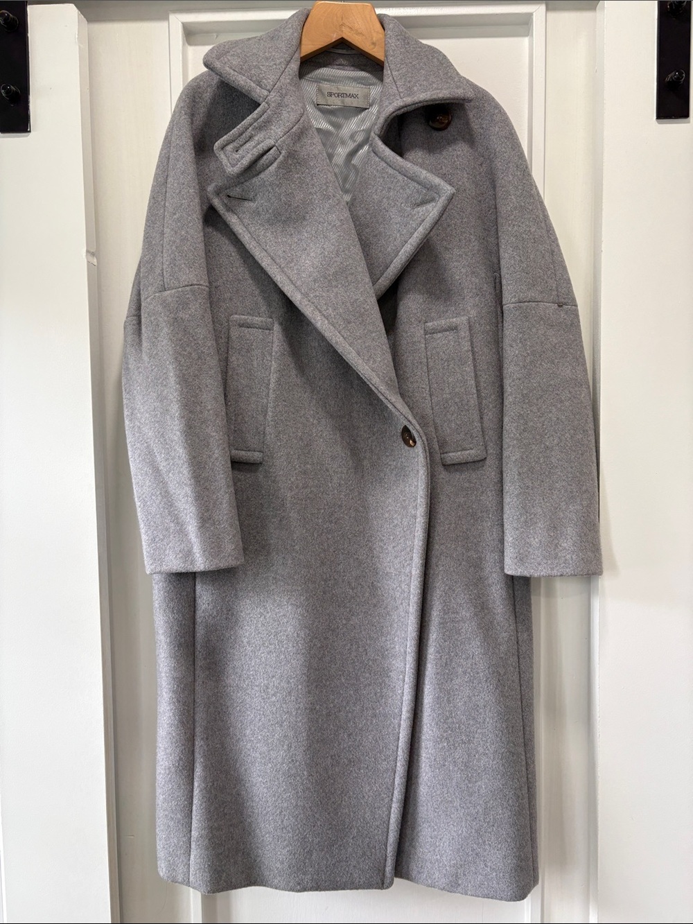 SPORTMAX MaxMara Gray Cashmere Wool Oversized Long Cocoon Coat Size 4 US